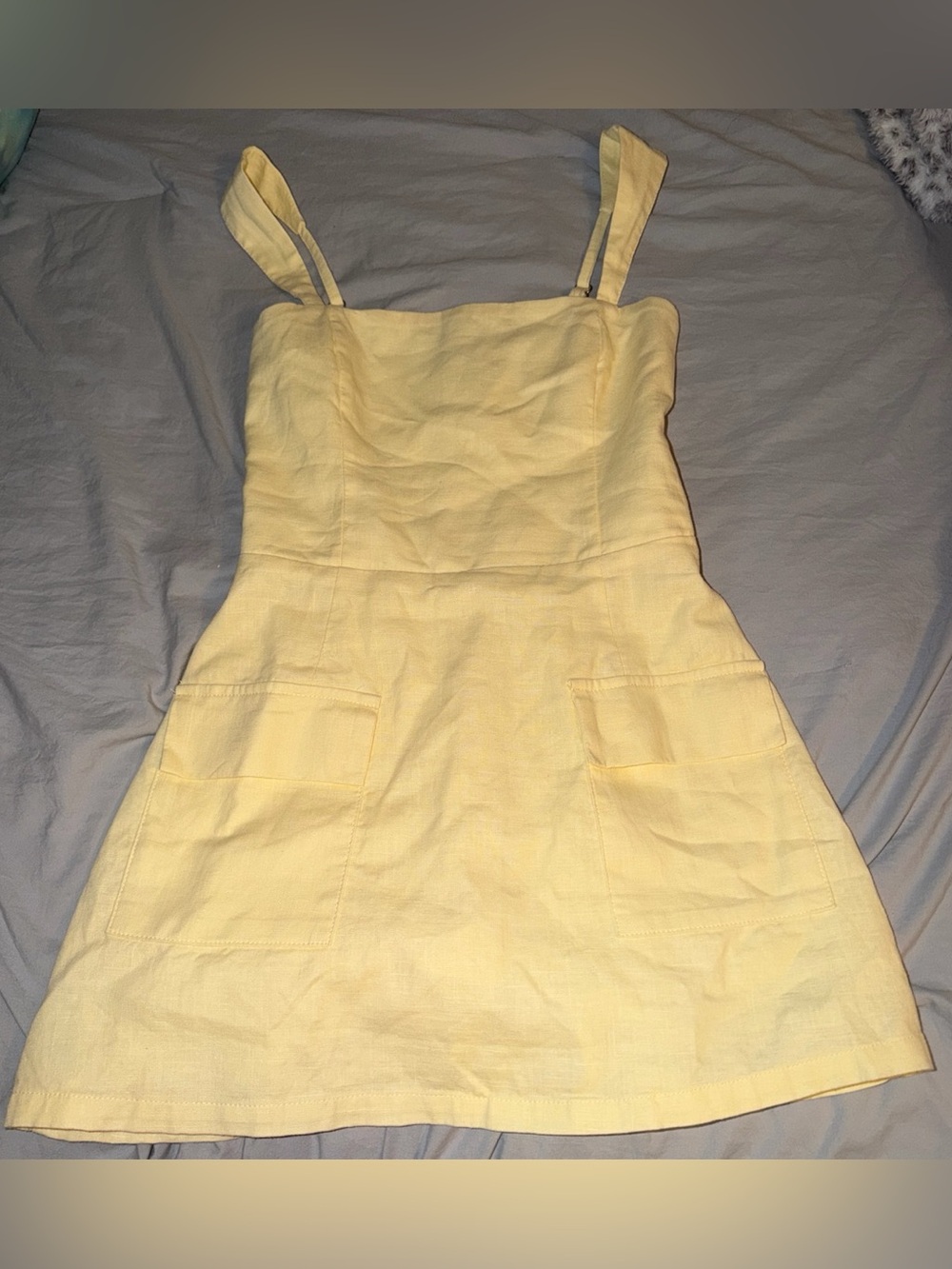 Yellow Linen-Blend Sundress
